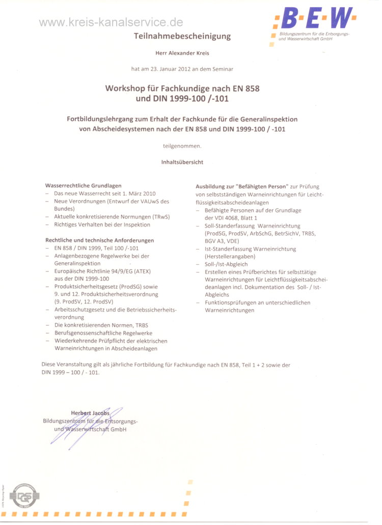 FachkundigenWorkshop DIN1999 2012